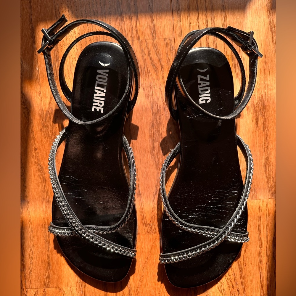 Zadig & Voltaire Black Sandals with Silver Accents